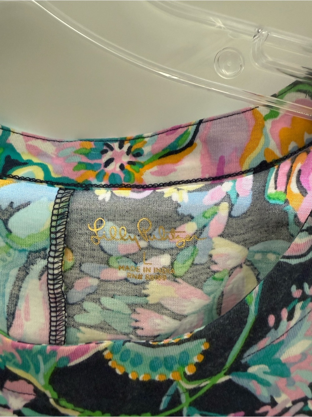 Lilly Pulitzer Navy Floral Midi Dress with Pink & Green Print - Picture 2 of 2